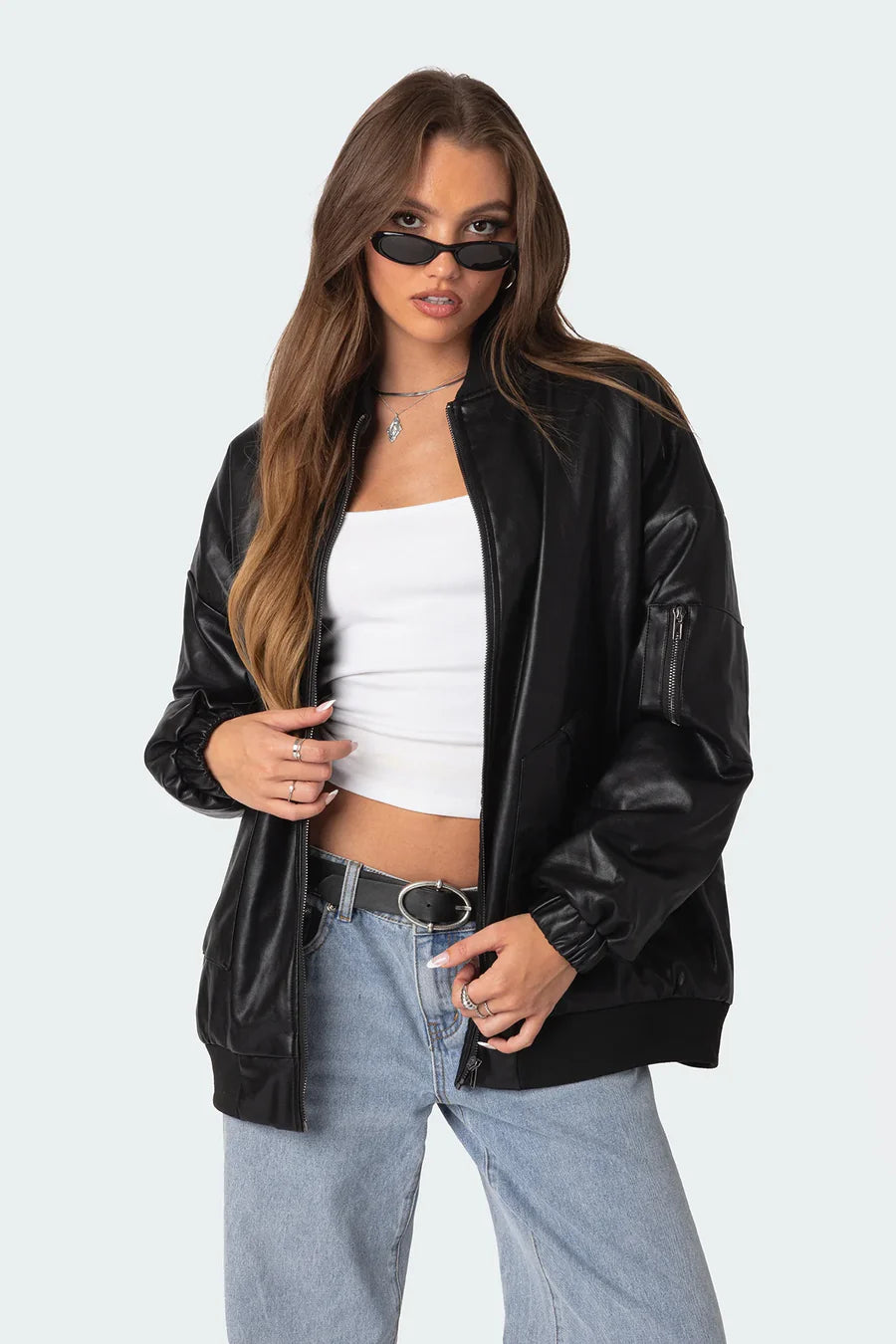 Modavo Oversize-Lederjacke